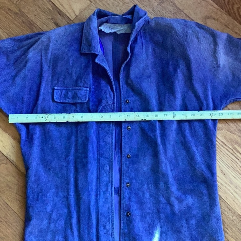 🐆 Vintage BLUE SUEDE SHIRT Boho Pia Rucci SHACKET  Distressed
